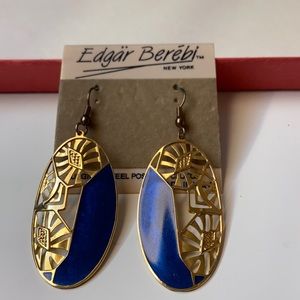 Dangle earrings gold and blue